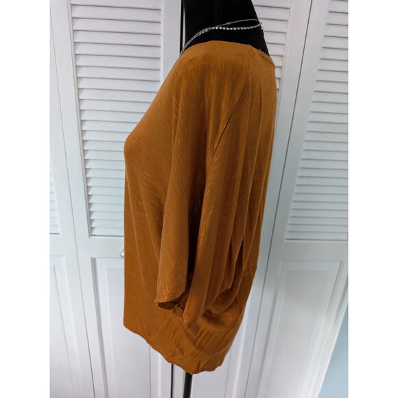 Joan Vass Tee Top Women's M Caramel Deep Mustard Shirt A-Line Soft Comfort New - Picture 4 of 9